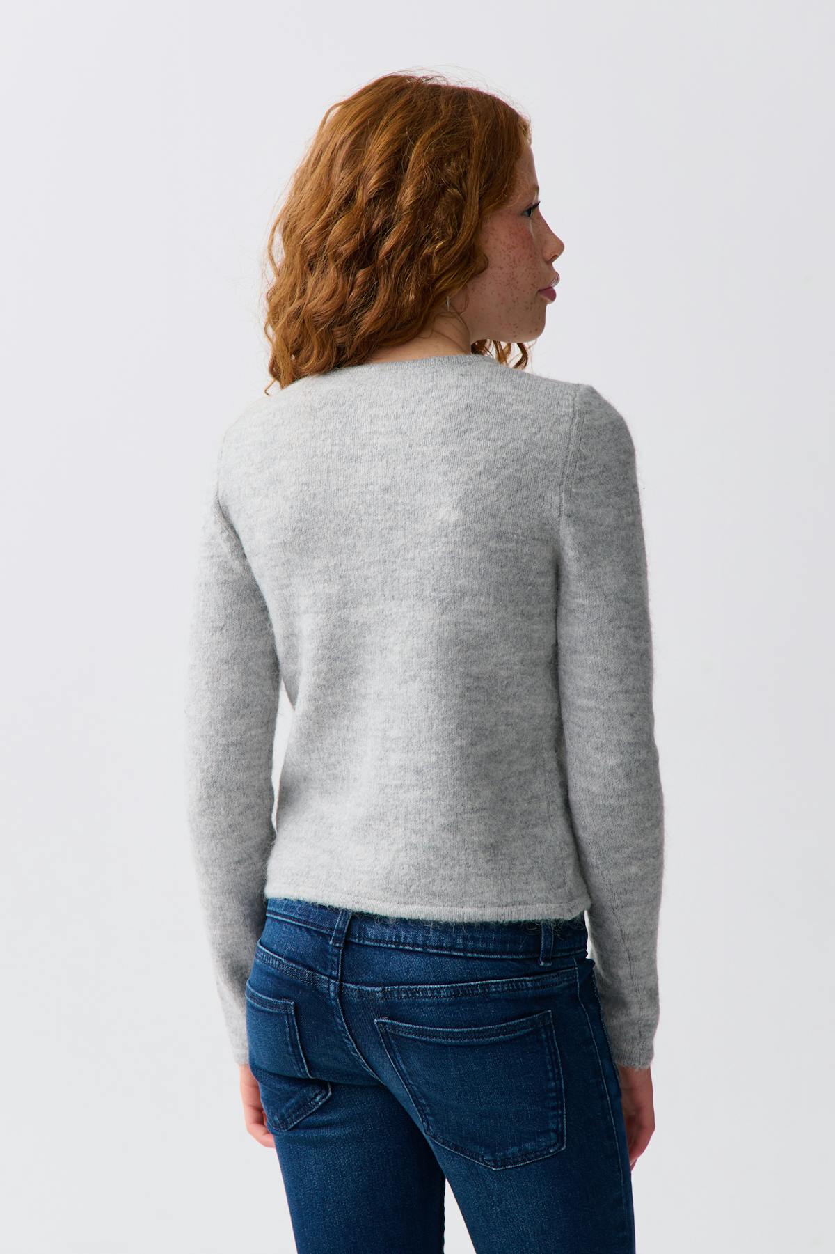Knitted cardigan - Grey melange