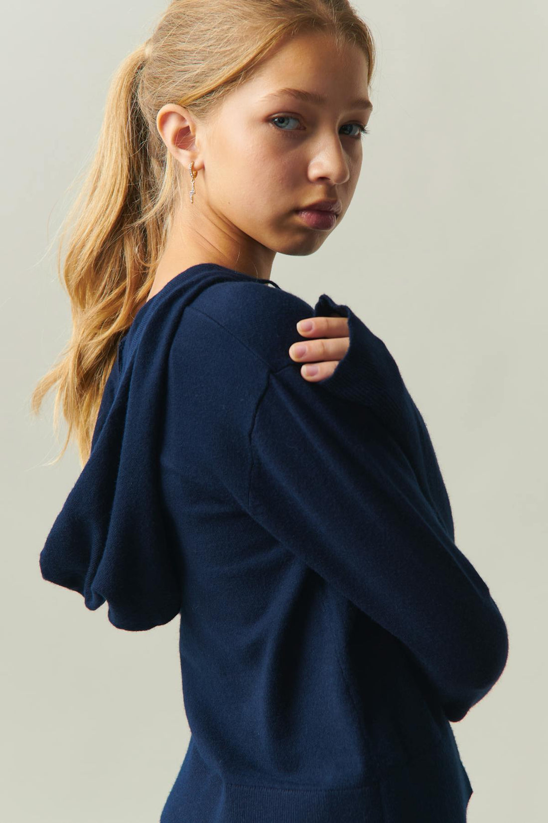 y soft knitted zip hoodie - Bleu marine