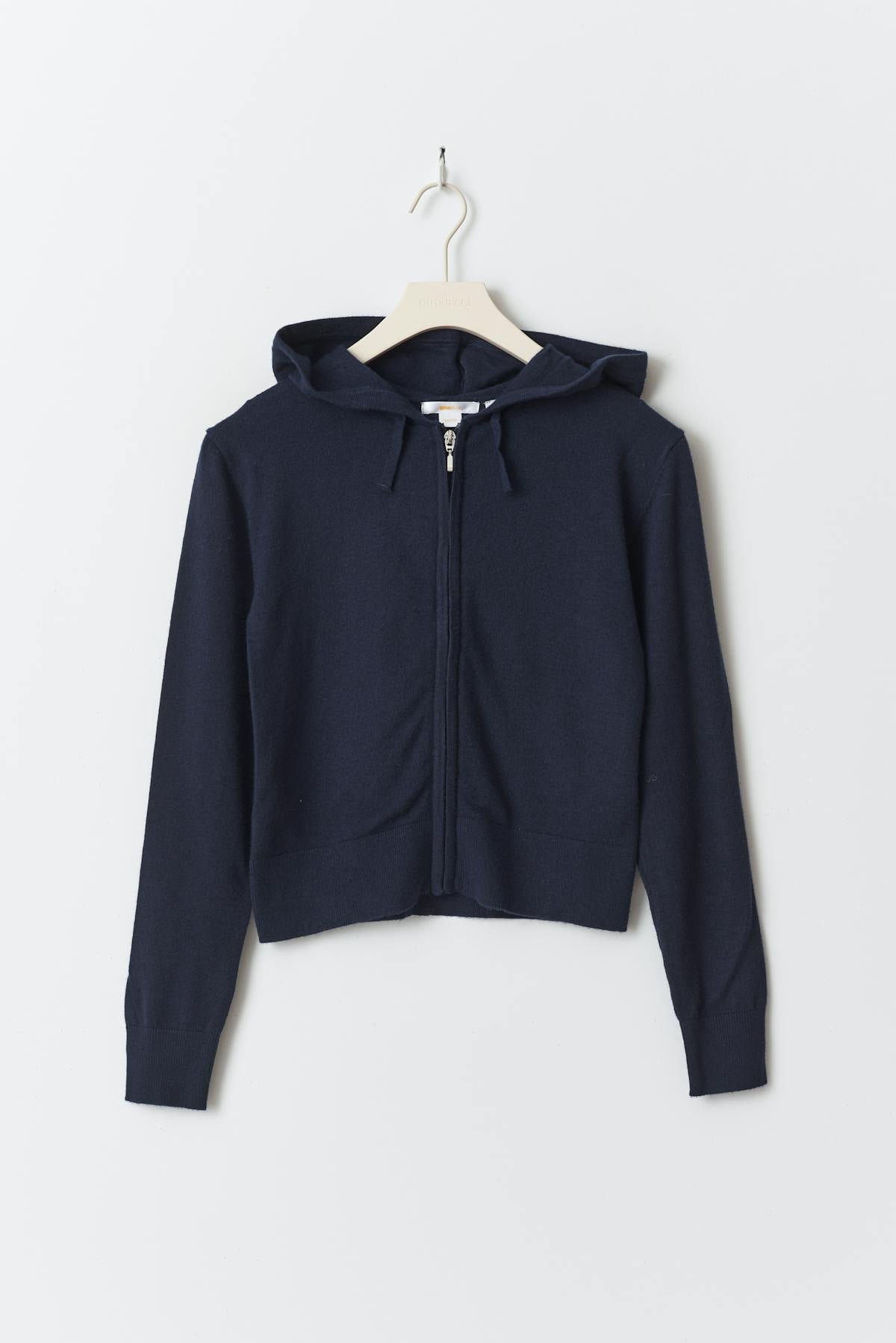 y soft knitted zip hoodie - Bleu marine