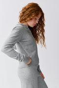 y soft knitted zip hoodie - Grey melange
