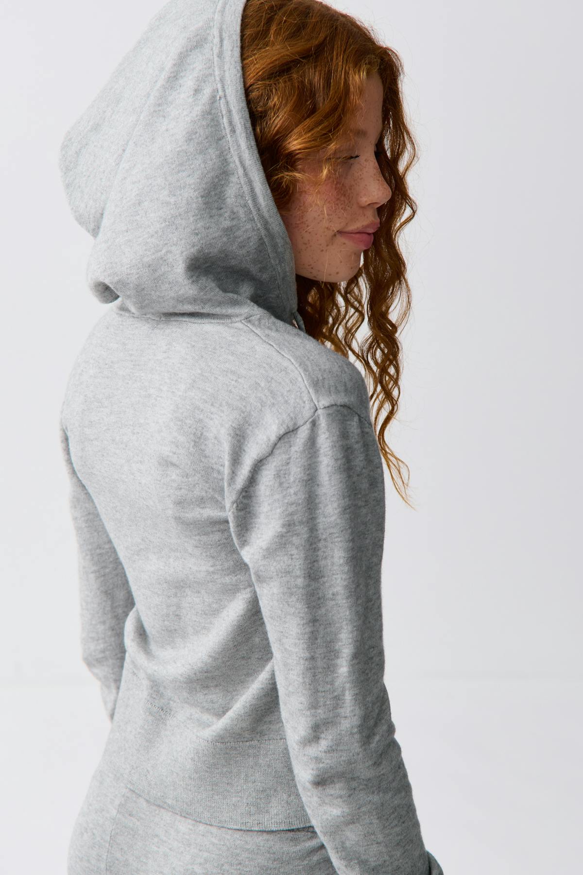 y soft knitted zip hoodie - Grey melange