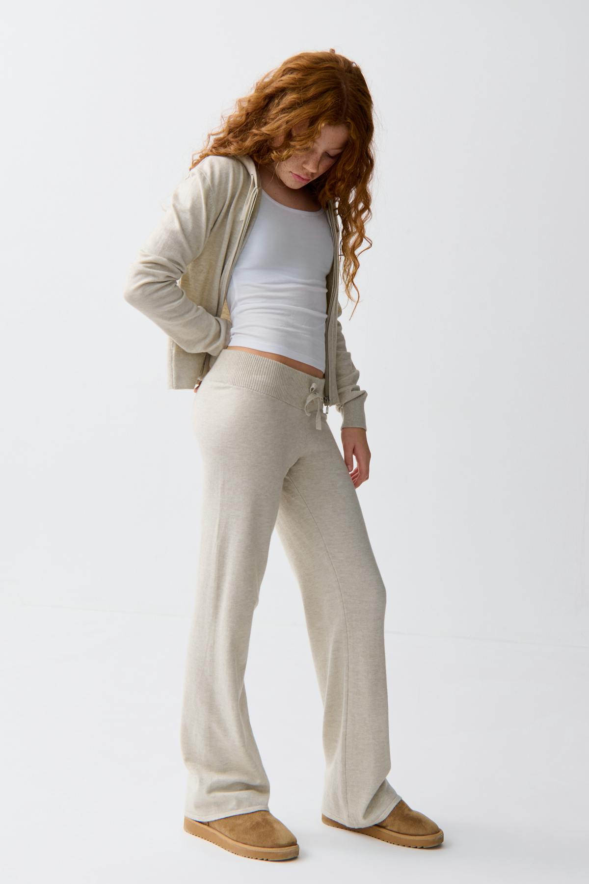 y soft knitted pants - Beige mel