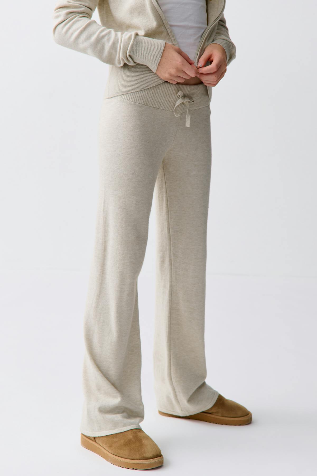 y soft knitted pants - Beige mel