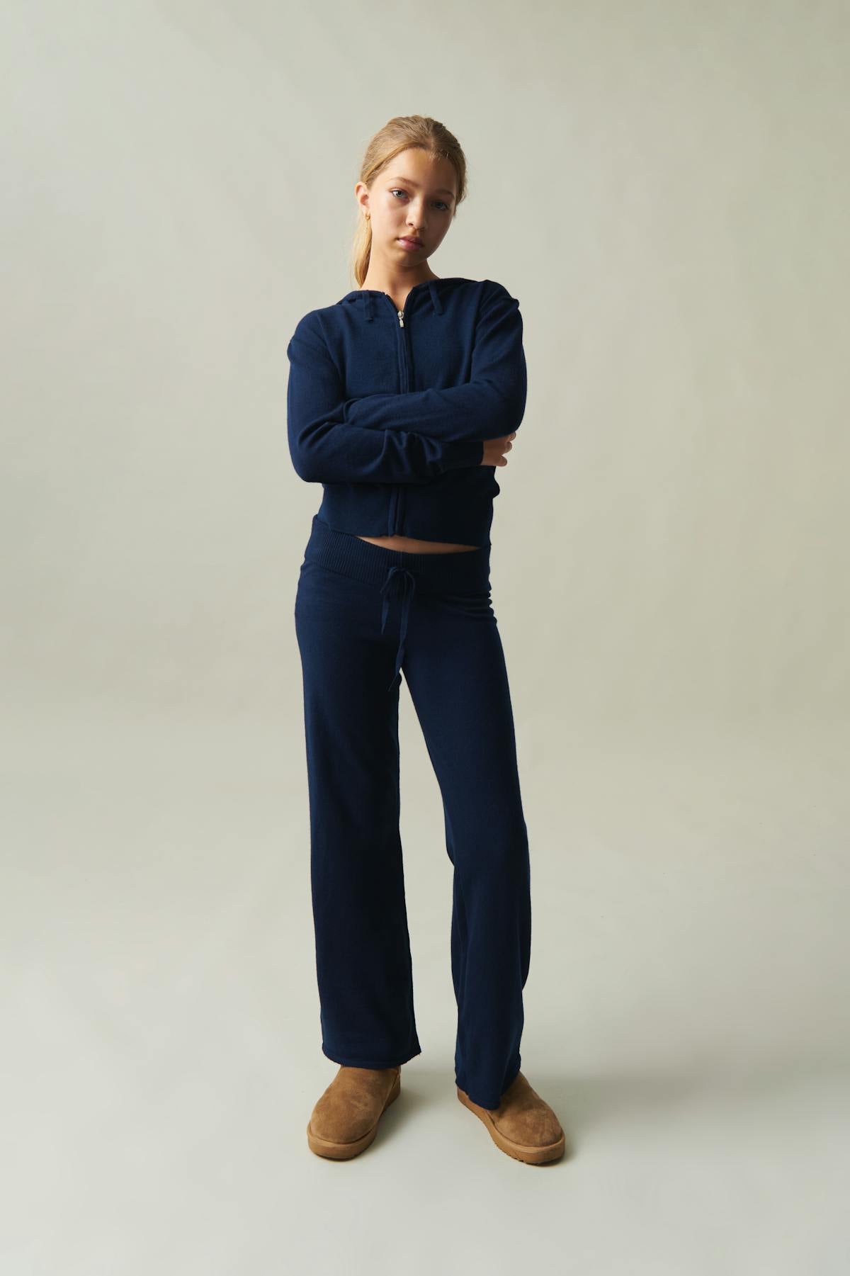 y soft knitted pants - Bleu marine