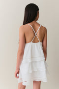 Y triangle mini dress - Blanc