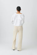 knitted crochet trousers - Crème