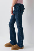 Low boot embroidery jeans - Sky blue