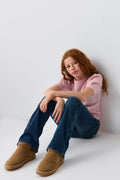 Low boot embroidery jeans - Sky blue