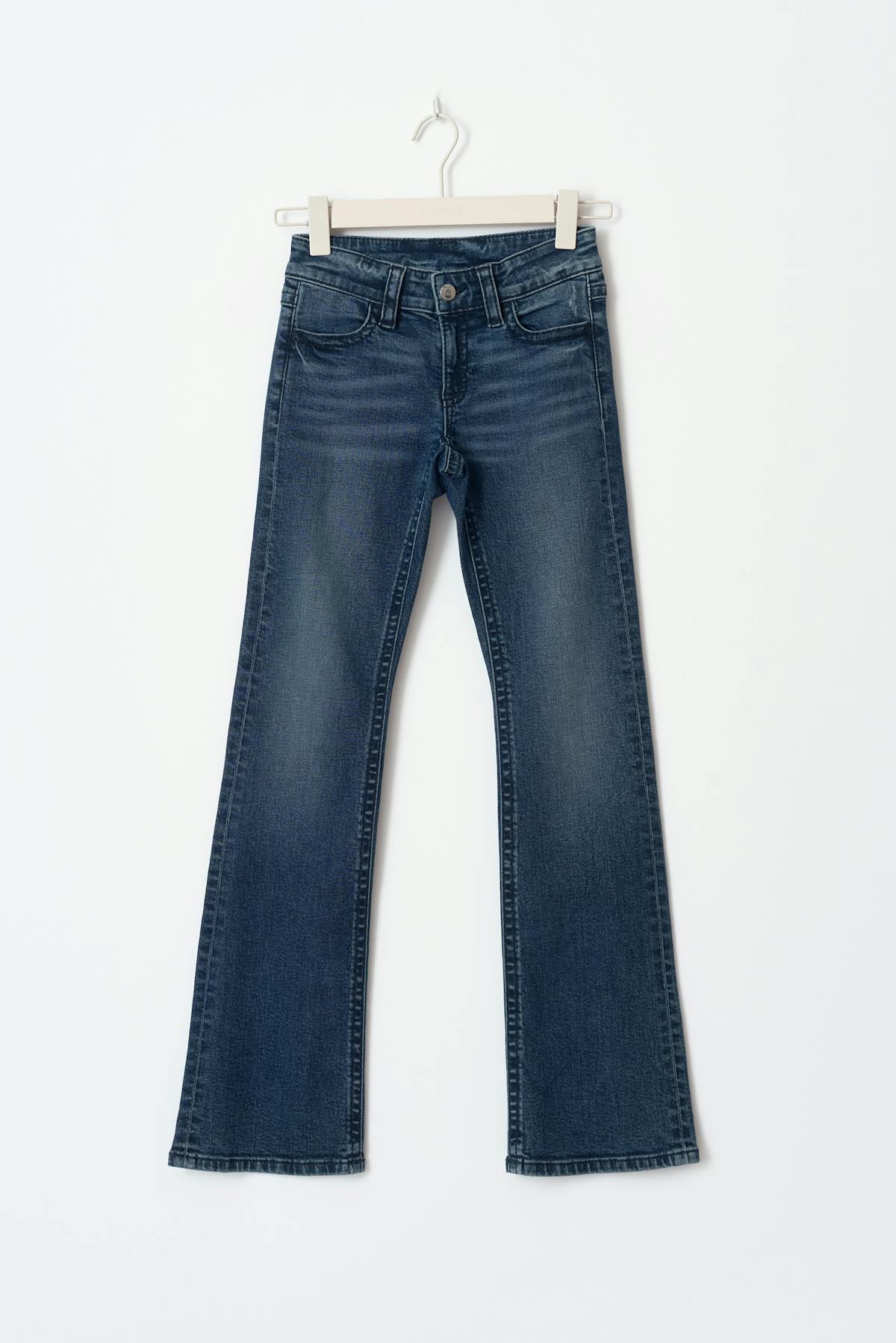 Low boot embroidery jeans - Sky blue