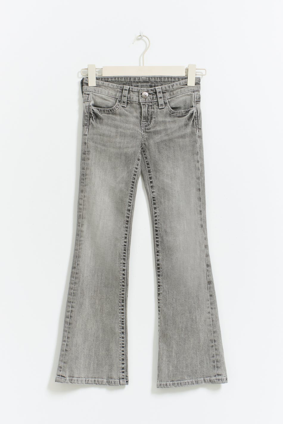 Low boot embroidery jeans - Gris clair