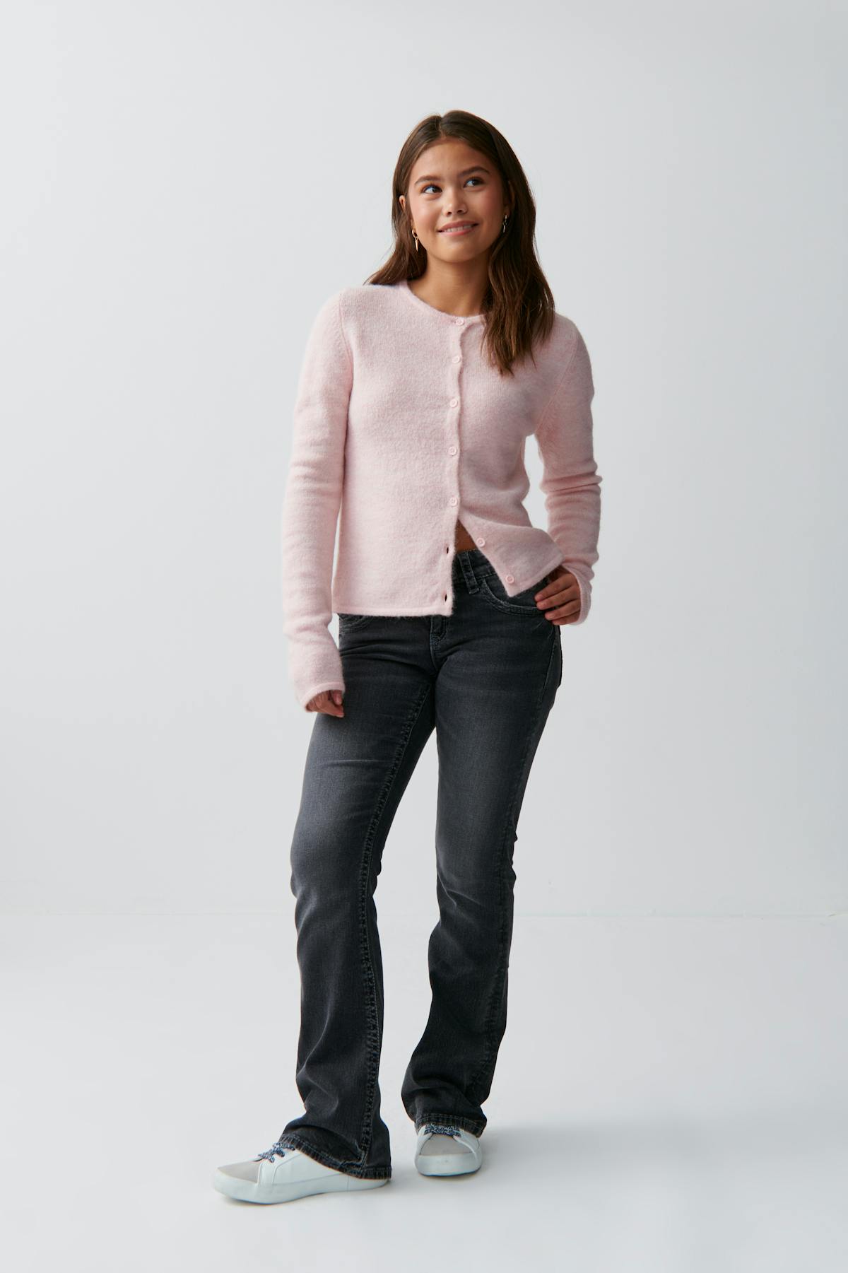 Embroidery jeans - Mid blue