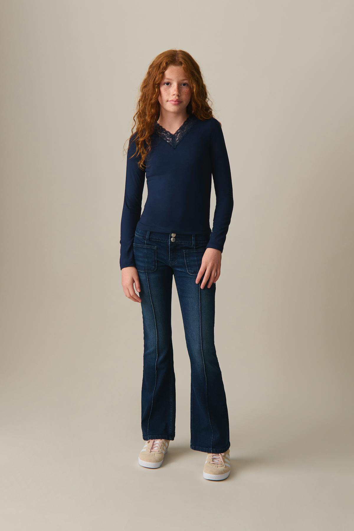 Pleated flare jeans - Bleu foncé