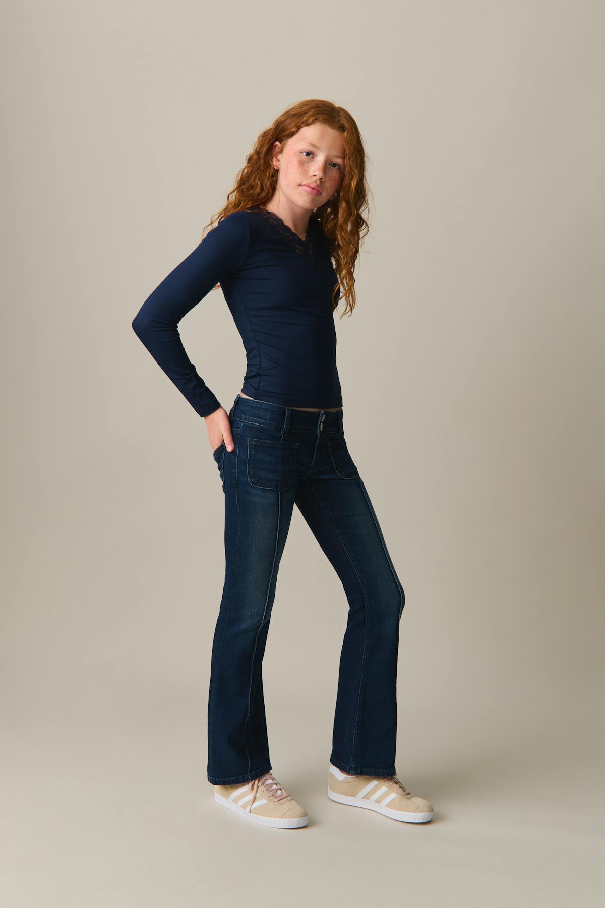 Pleated flare jeans - Bleu foncé