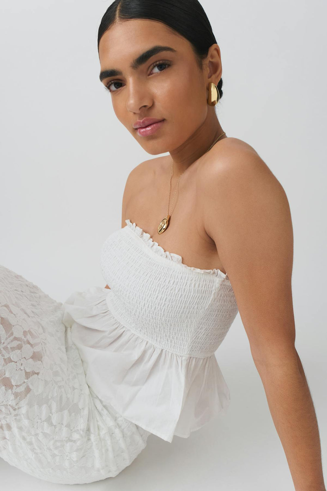 Smock tube top - Blanc