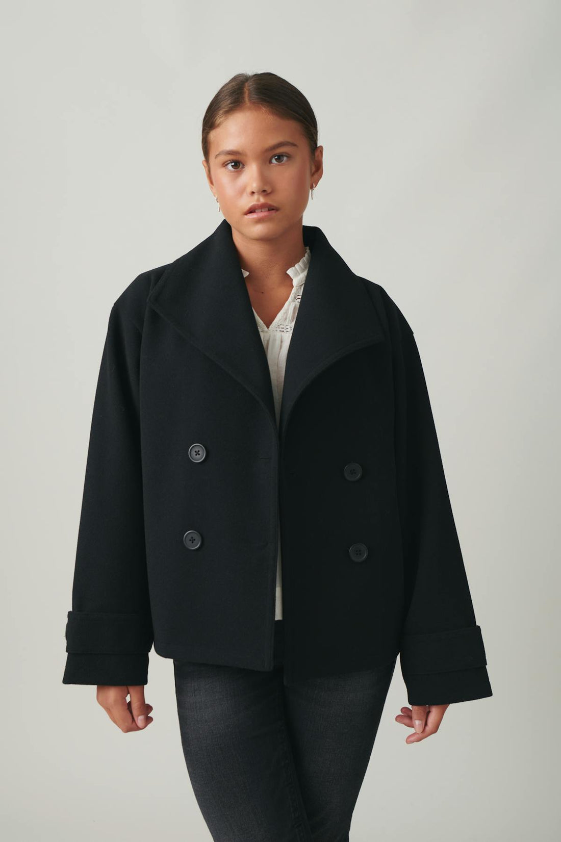 y felt coat - Noir