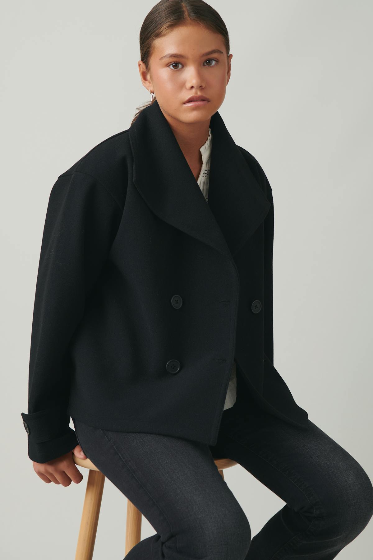 y felt coat - Noir