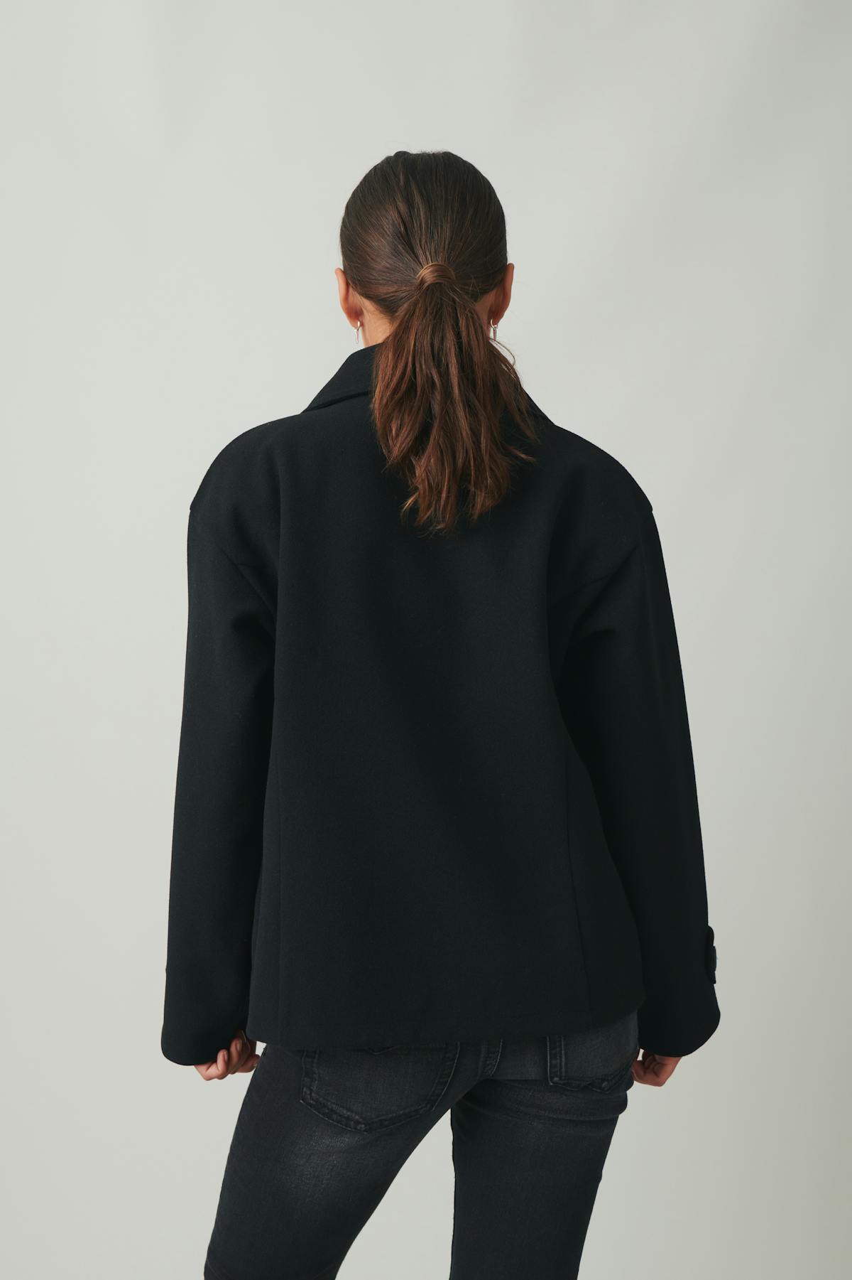 y felt coat - Noir