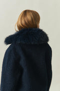 Y fur collar jacket - Bleu marine
