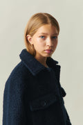 Y fur collar jacket - Bleu marine