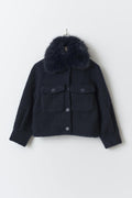 Y fur collar jacket - Bleu marine