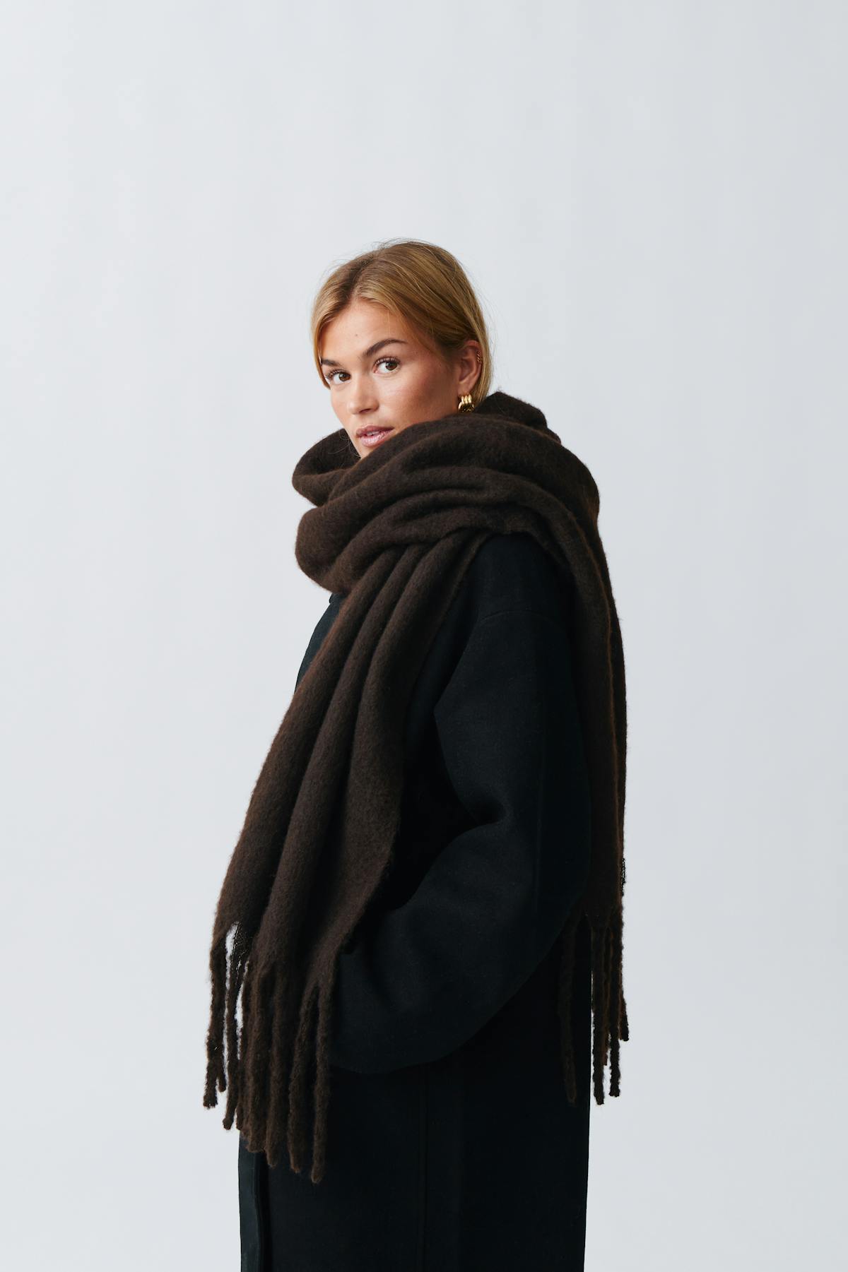 Soft chunky scarf - Browncheck
