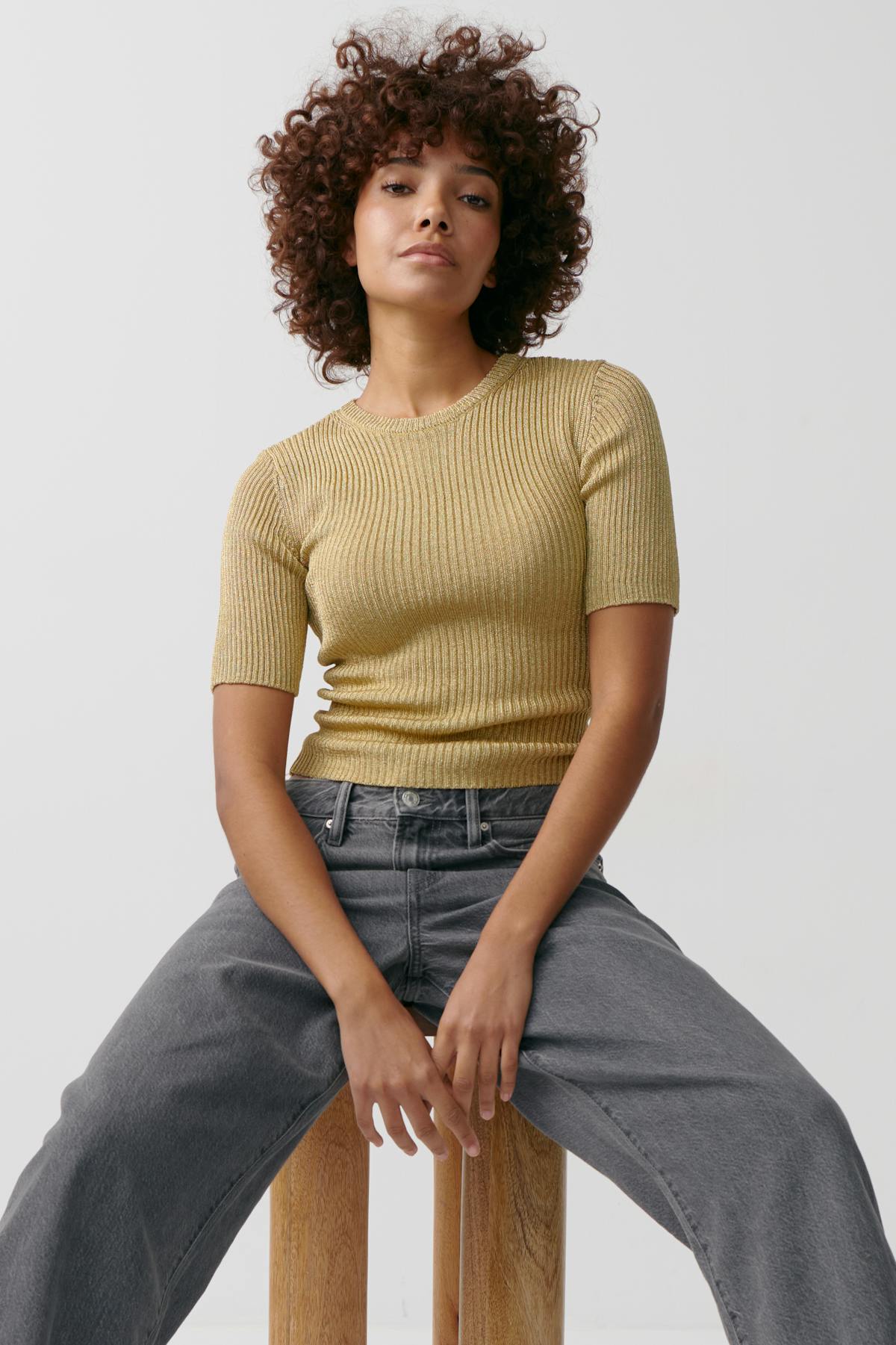 Metallic knitted tee - Falcon