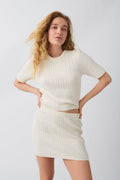 Knitted cable skirt - Crème