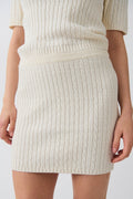Knitted cable skirt - Crème