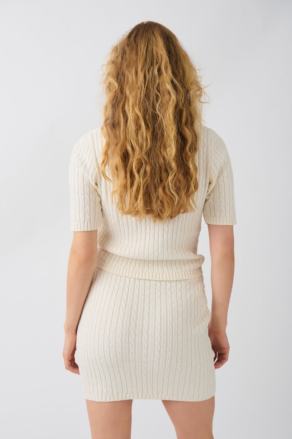 Knitted cable skirt - Crème