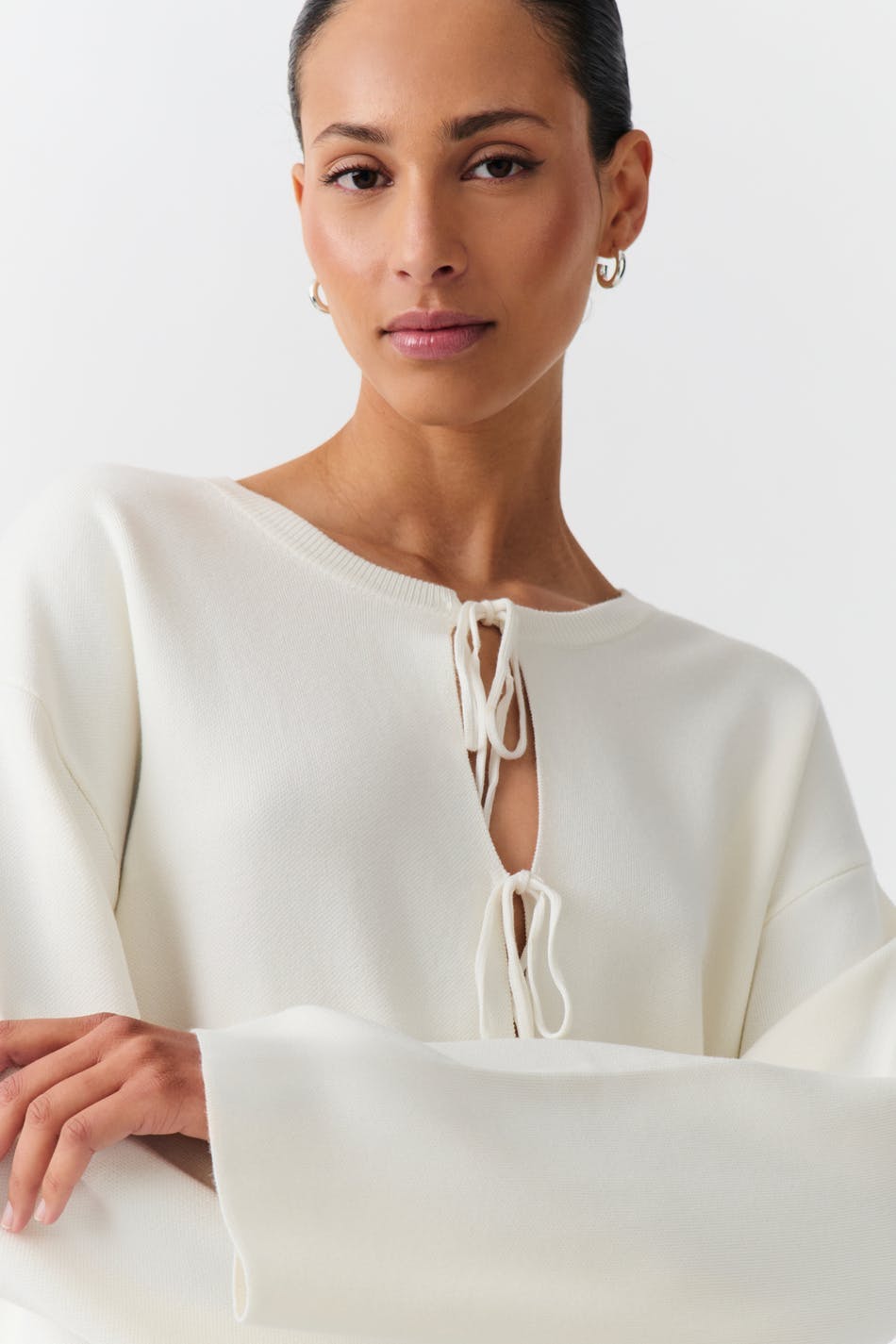 knitted tie cardigan - Gardenia