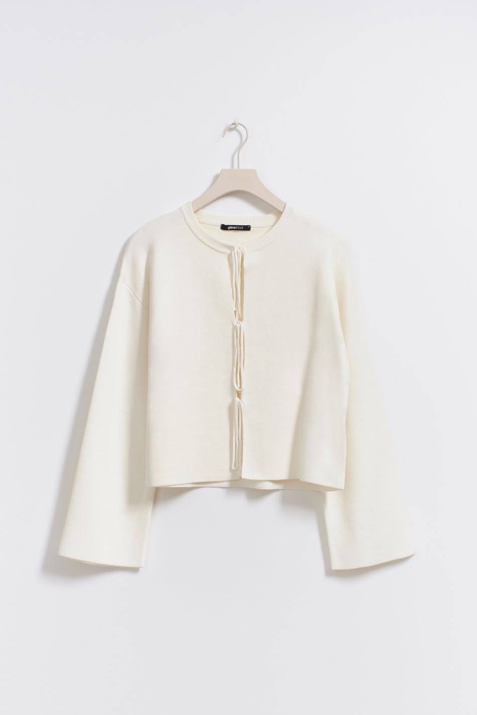 knitted tie cardigan - Gardenia