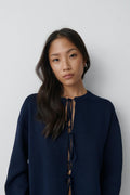 knitted tie cardigan - Blanc cassé