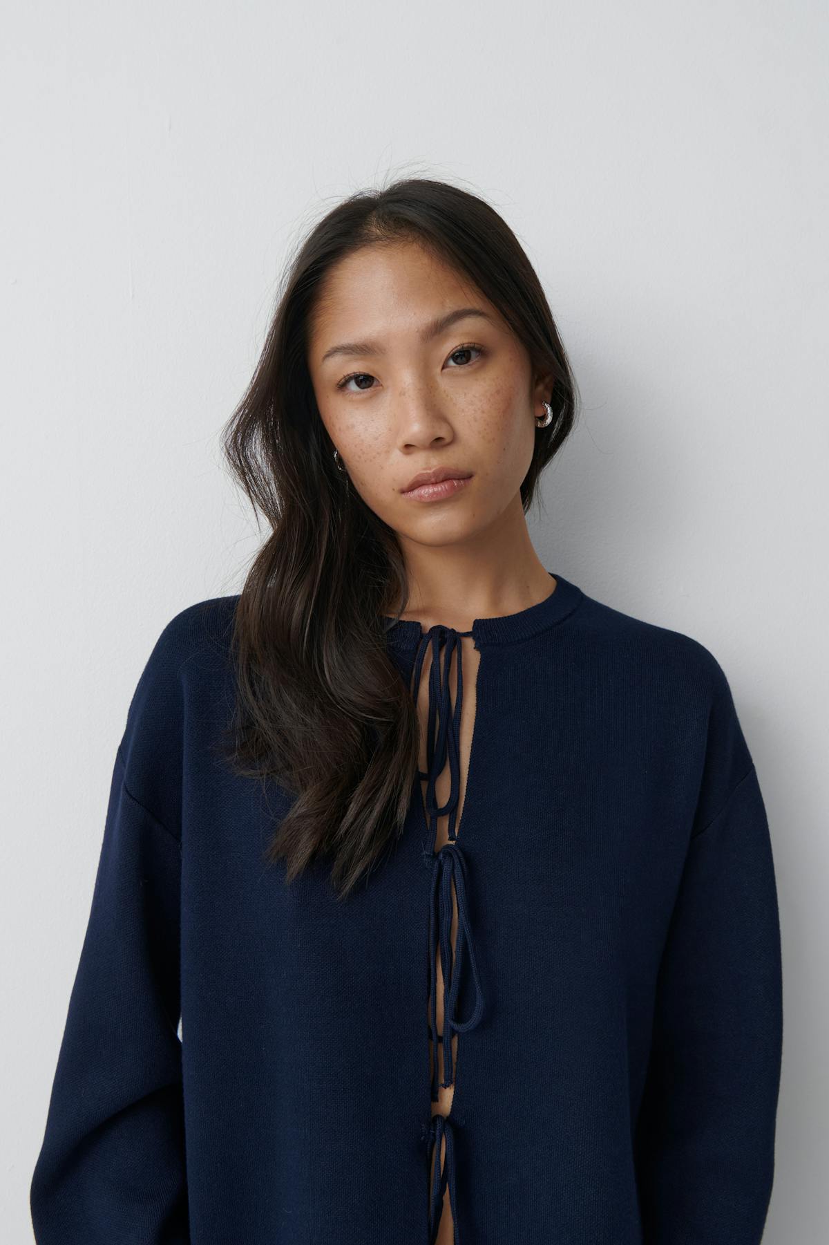 knitted tie cardigan - Blanc cassé
