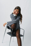 knitted tie cardigan - Dk grey melange