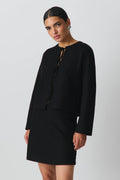 knitted tie cardigan - Noir