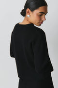 knitted tie cardigan - Noir