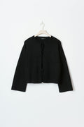 knitted tie cardigan - Noir