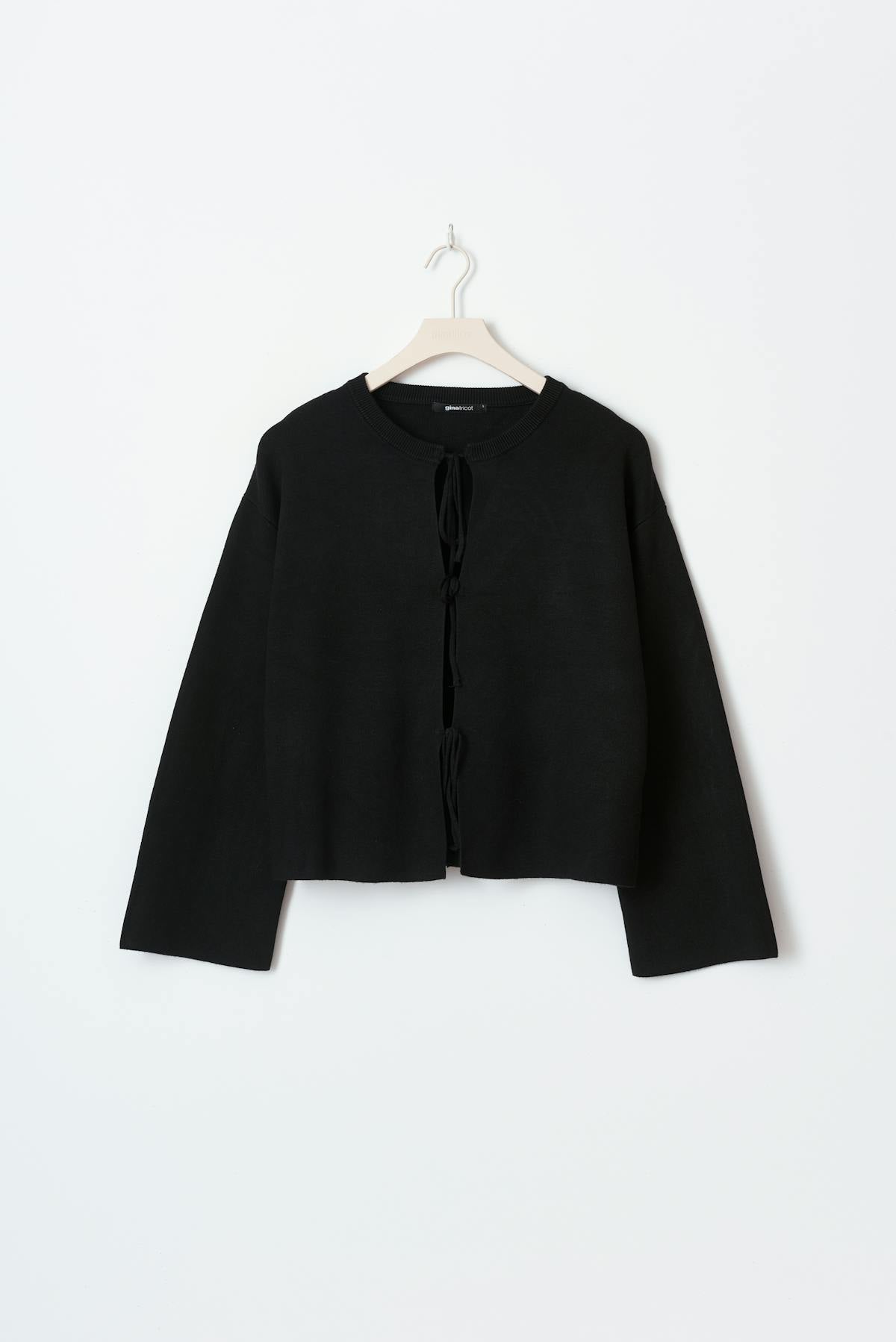 knitted tie cardigan - Noir