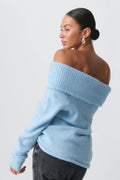 knitted off shoulder sweater - Cashmere blue