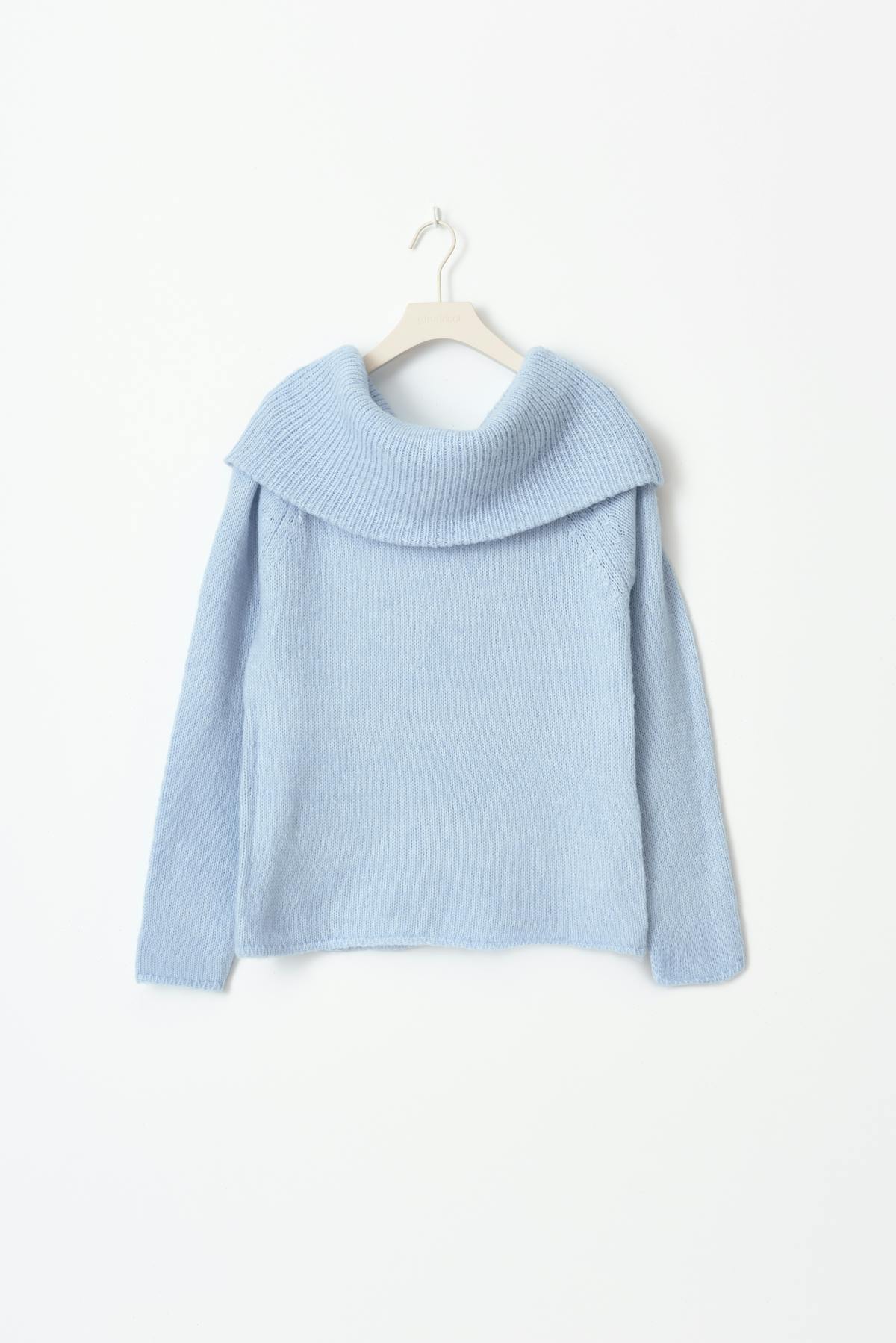 knitted off shoulder sweater - Cashmere blue