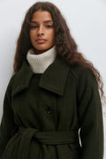 Belted wool blend coat - Noir