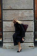 Belted wool blend coat - Noir