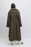 Belted wool blend coat - Vert foncé