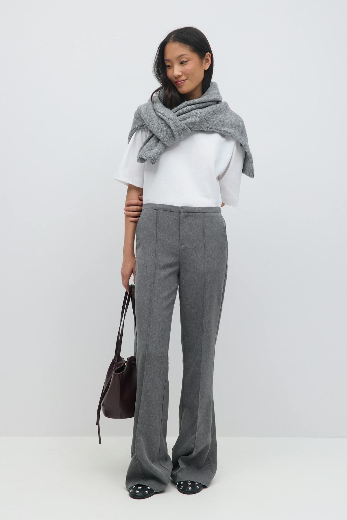 mid waist bootcut trousers - Noir