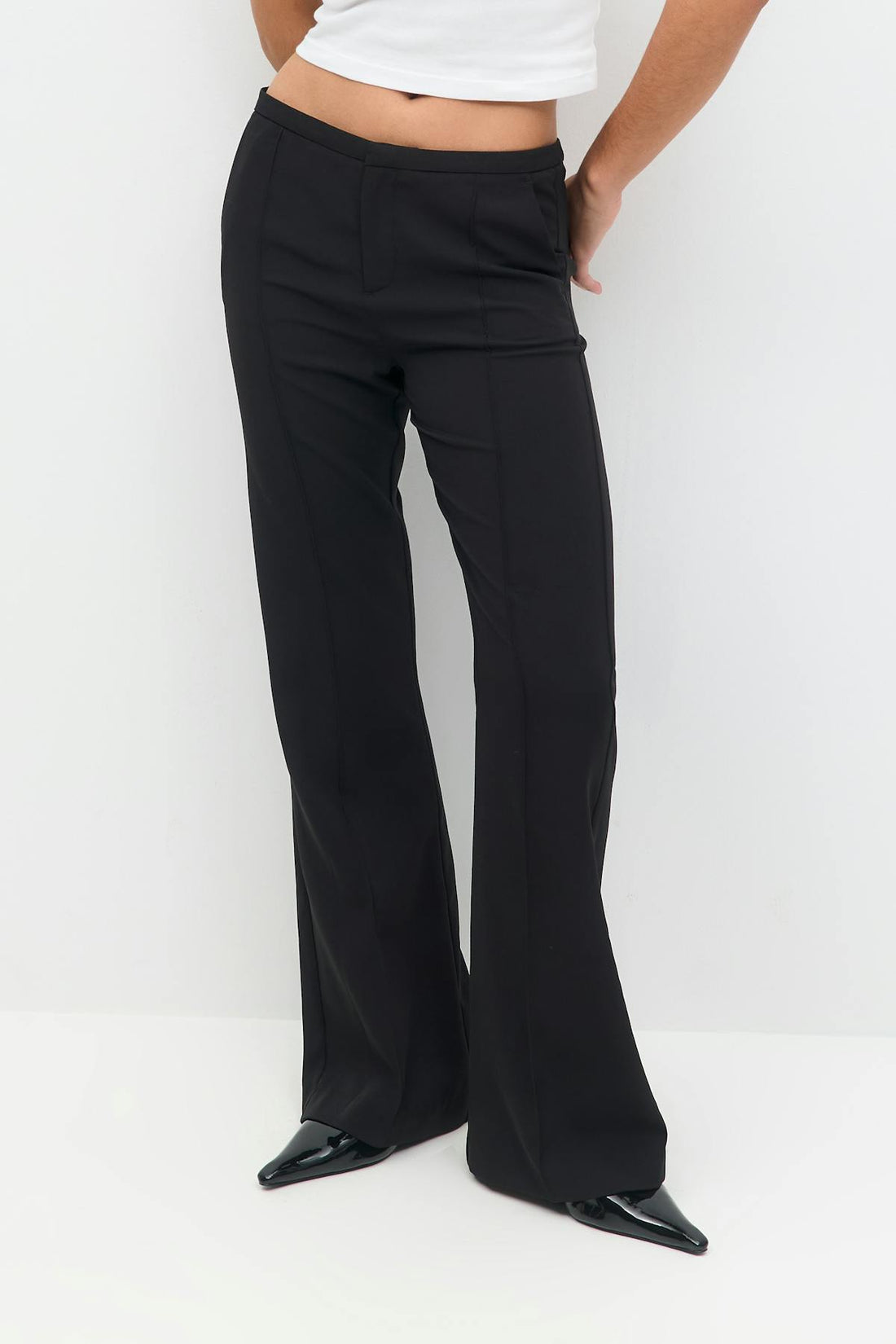mid waist bootcut trousers - Noir