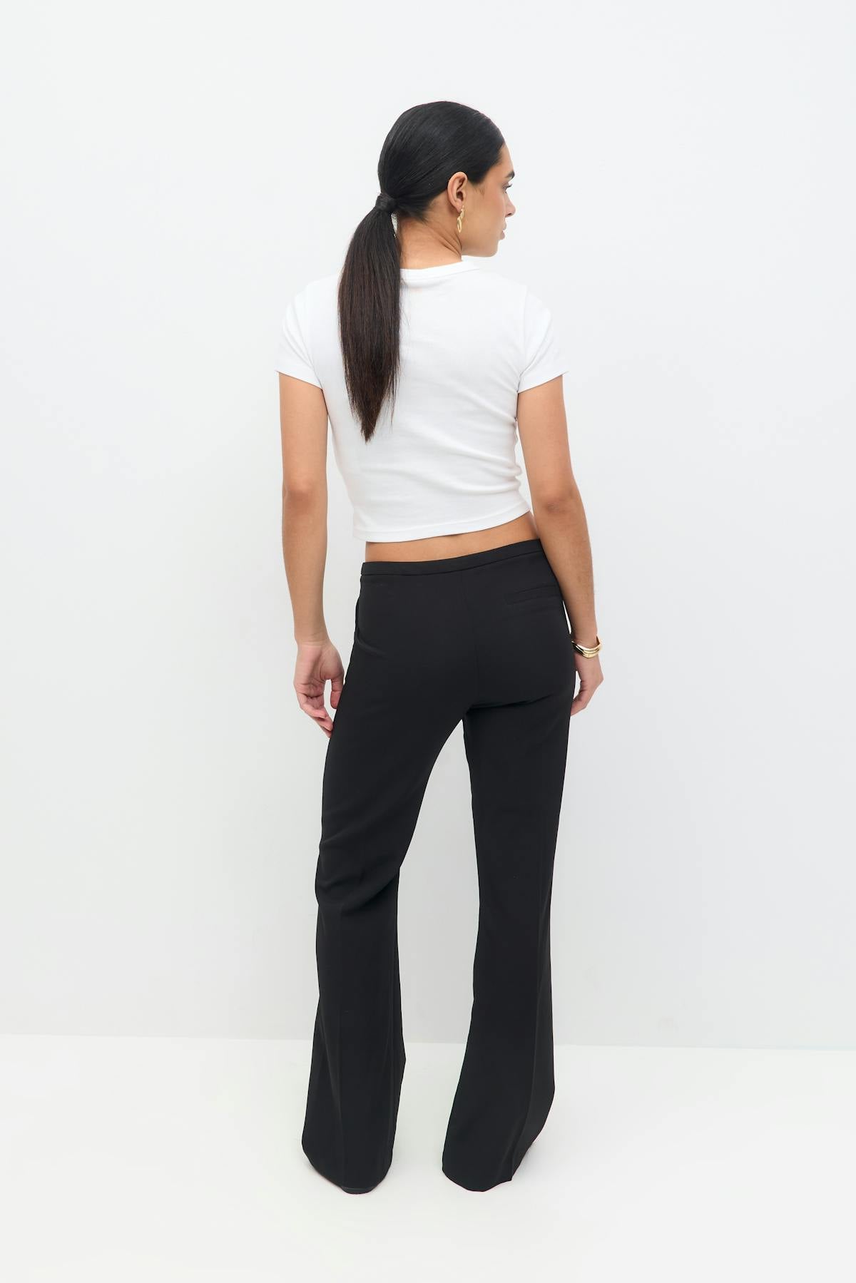 mid waist bootcut trousers - Noir