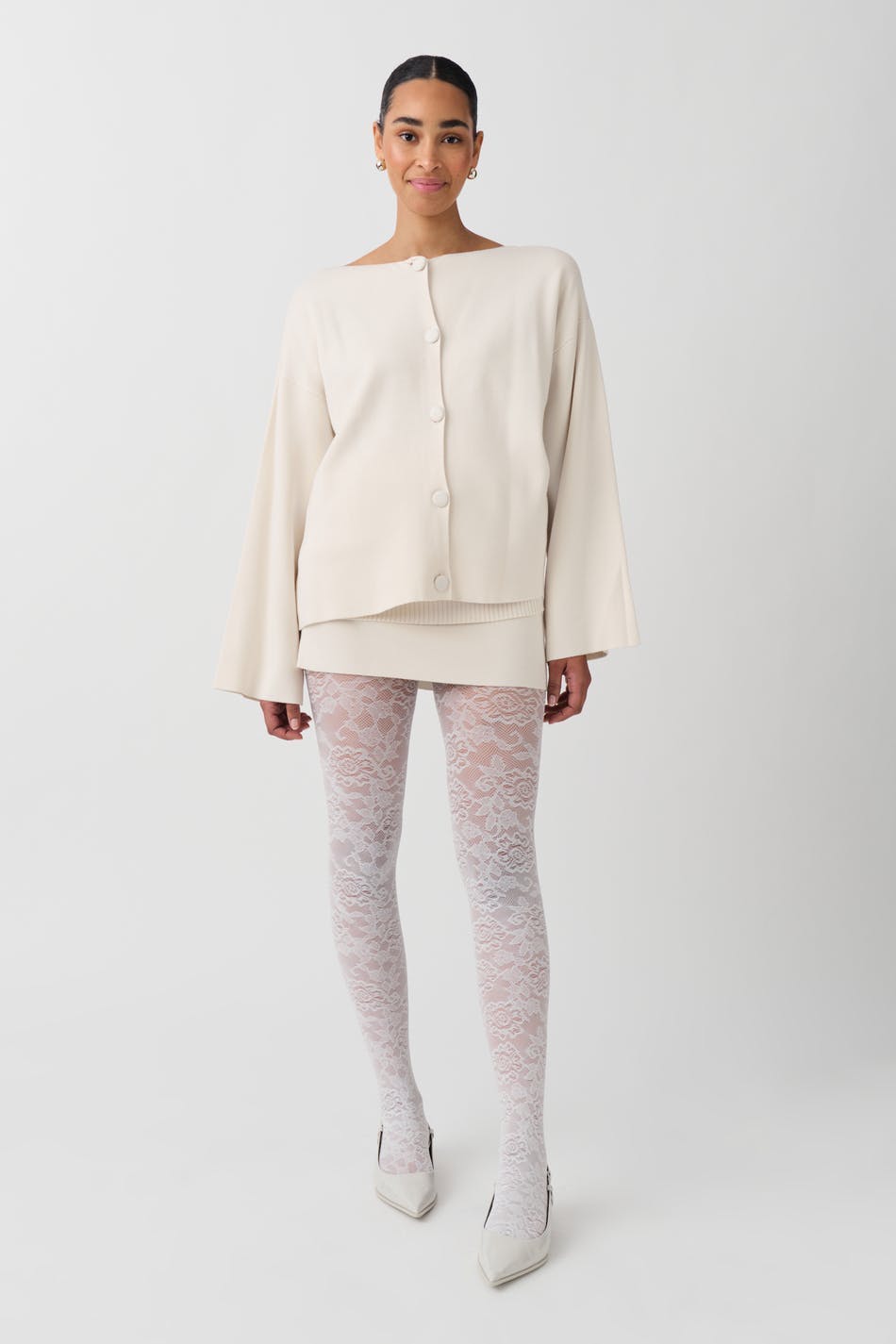 lace tights - Blanc