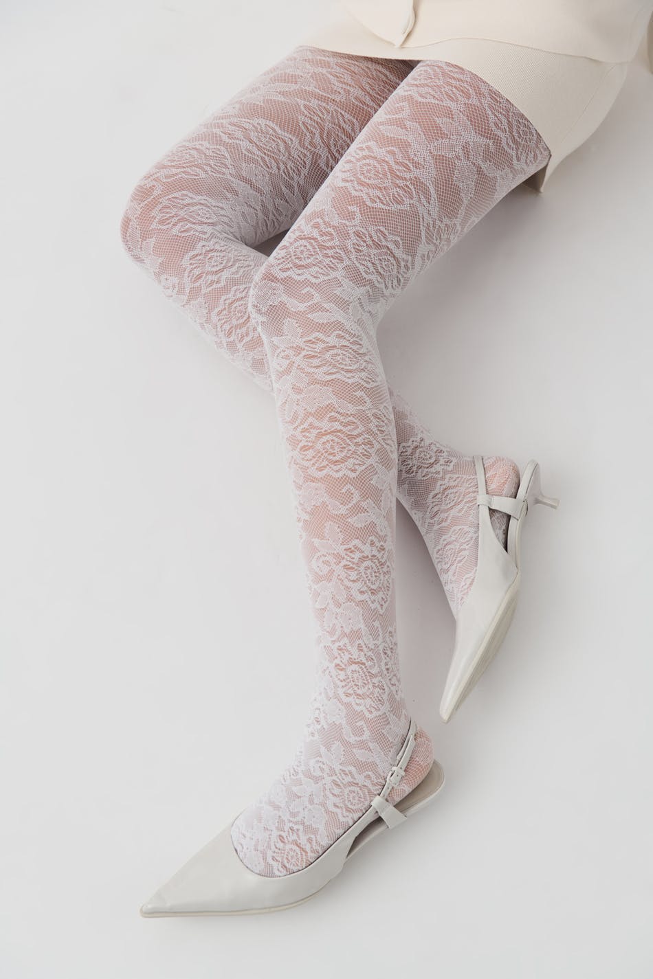 lace tights - Blanc