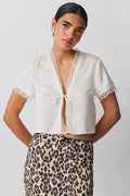 Tie lace top - Blanc cassé