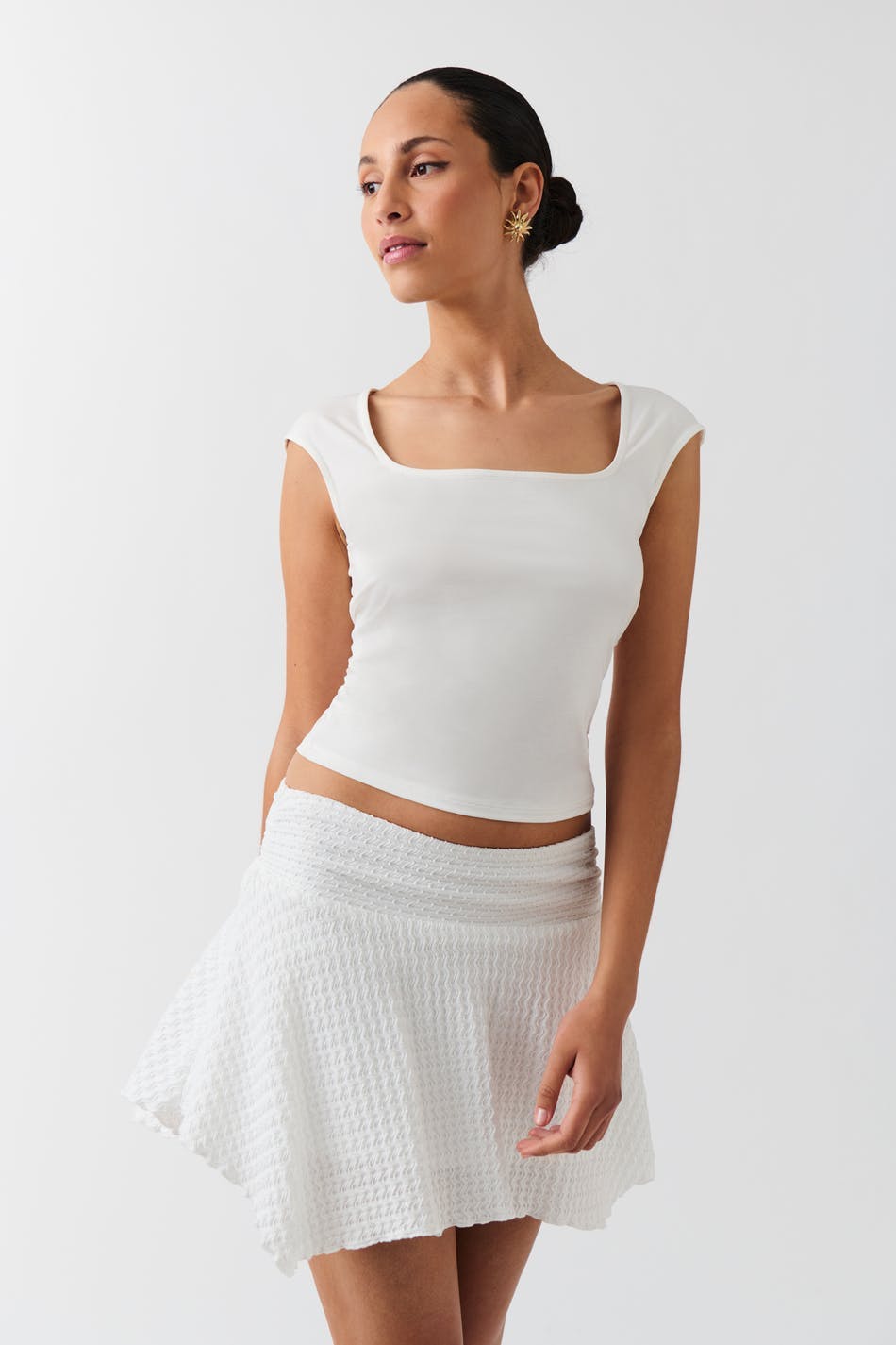 Assymetric mini skirt - Blanc cassé